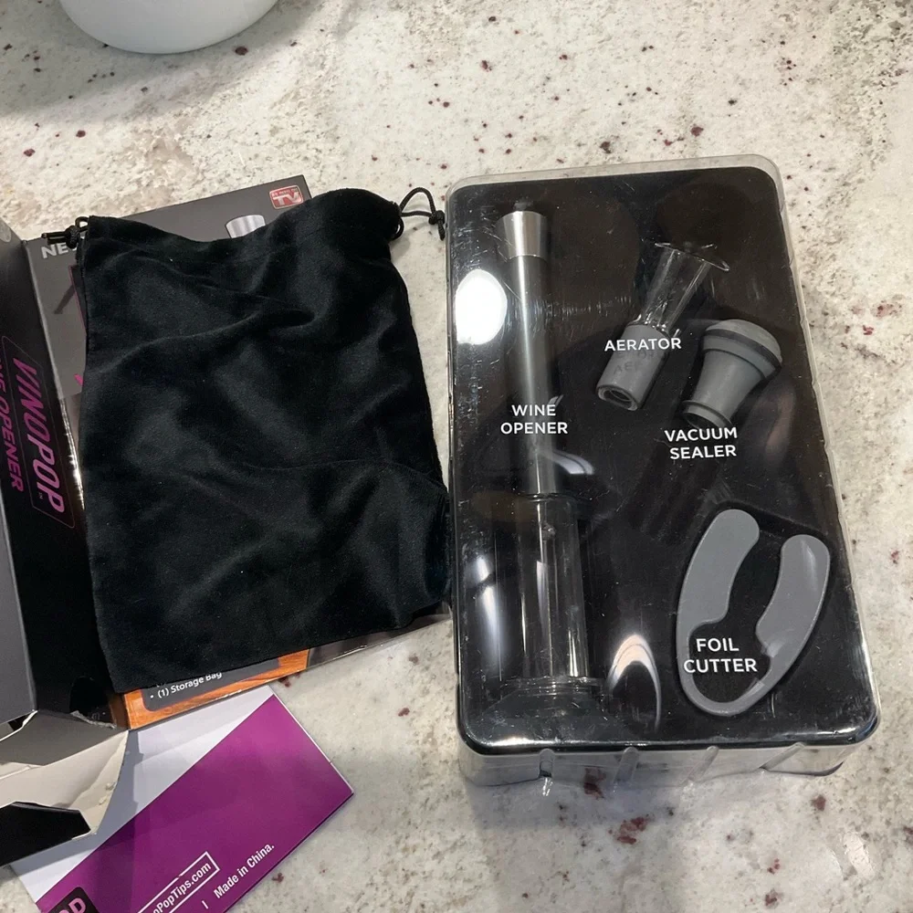 Vino Pop Wine Opener MISSING VACUUM SEALER added vacu wine stopper - Picture 2 of 3